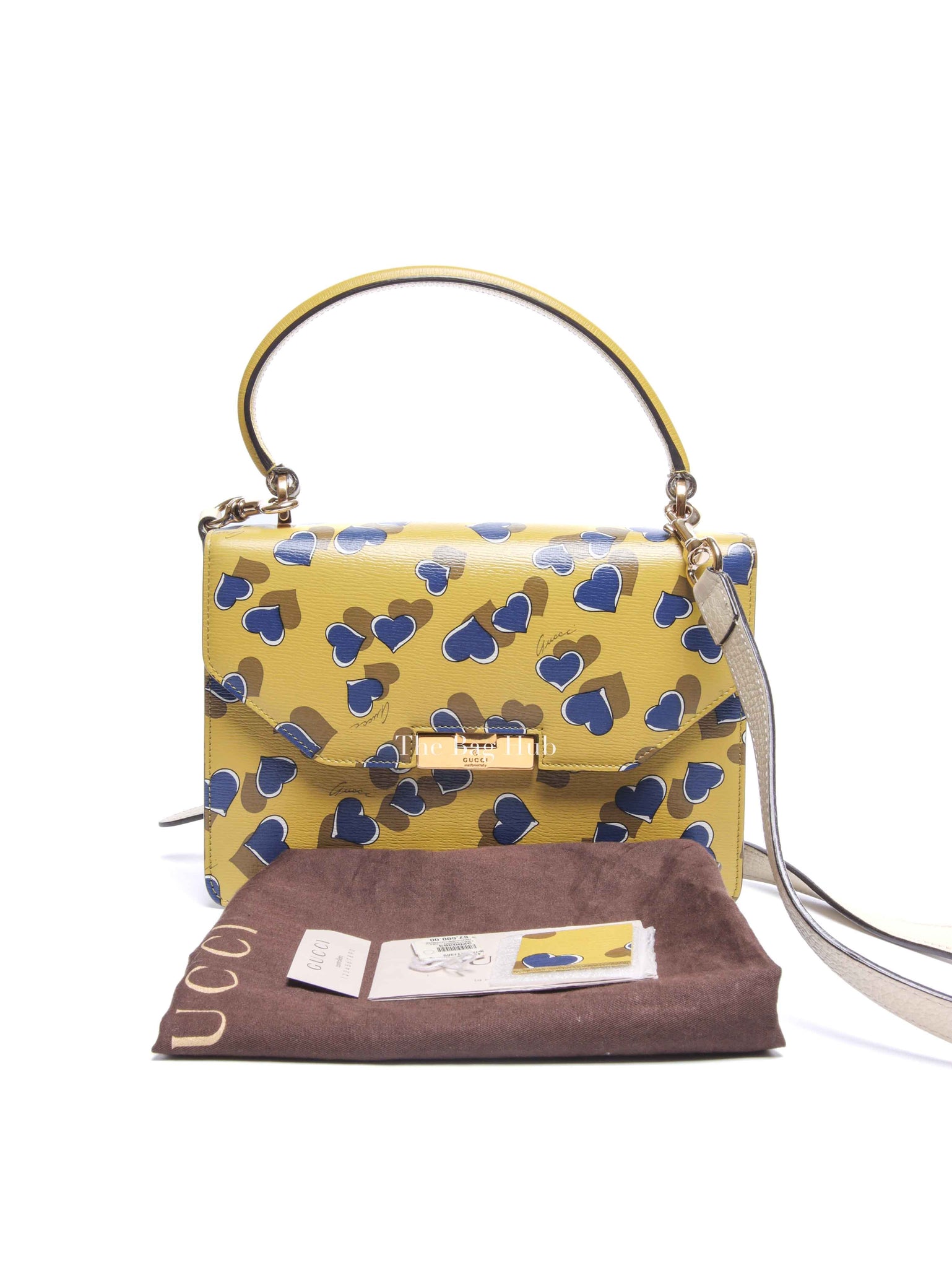 Gucci Blue/Yellow Leather Shanghai Heartbeat Top Handle Bag