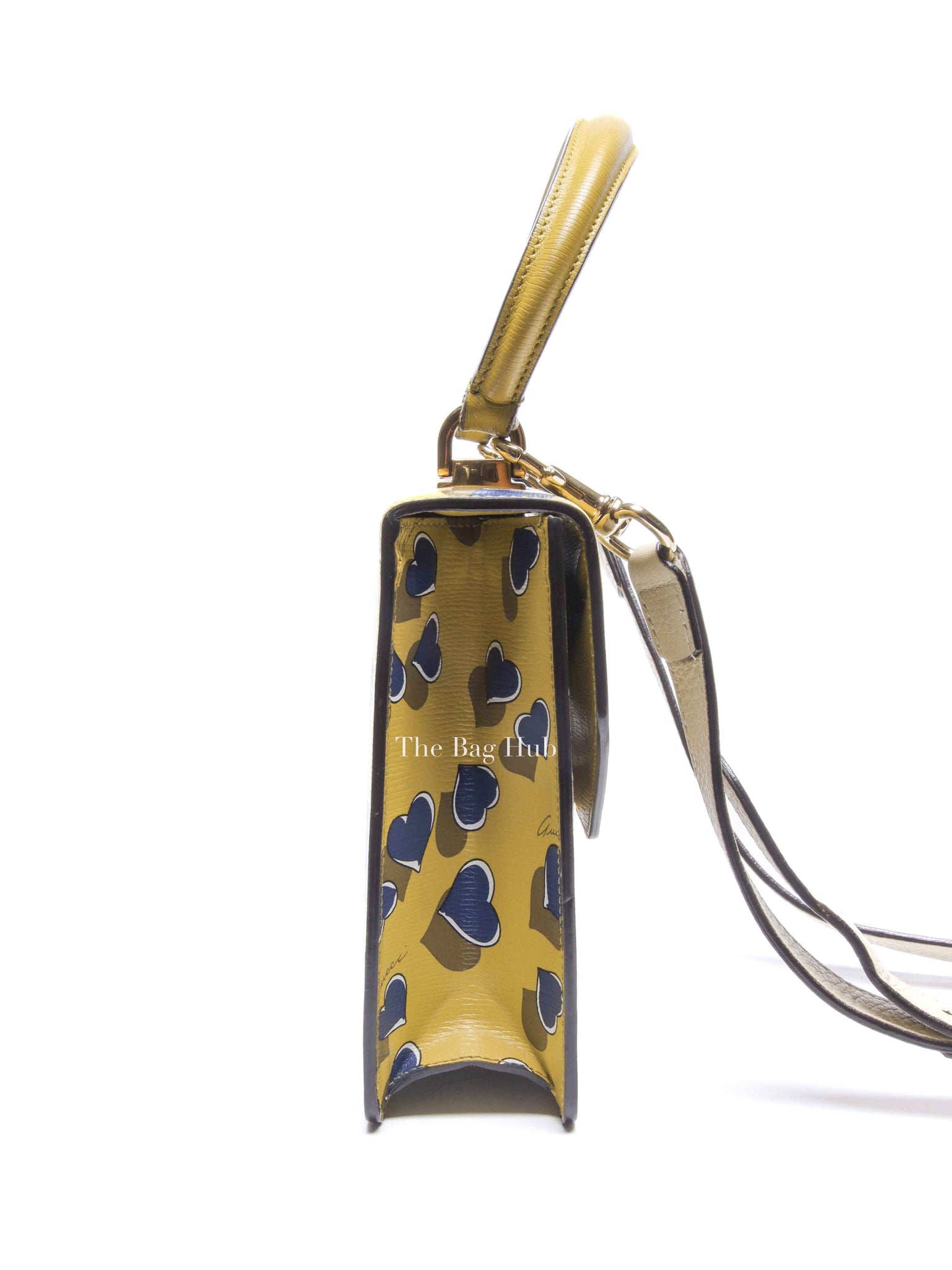 Gucci Blue/Yellow Leather Shanghai Heartbeat Top Handle Bag