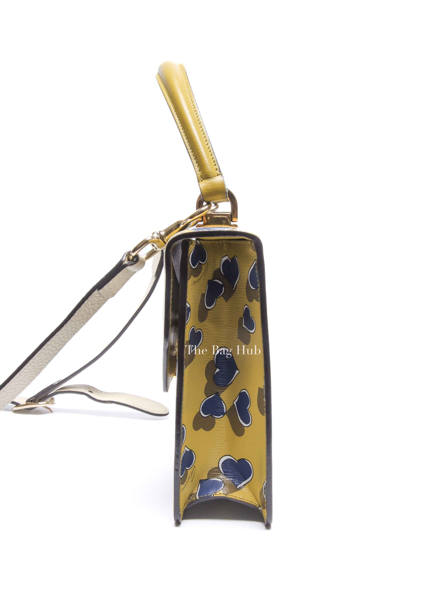 Gucci Blue/Yellow Leather Shanghai Heartbeat Top Handle Bag