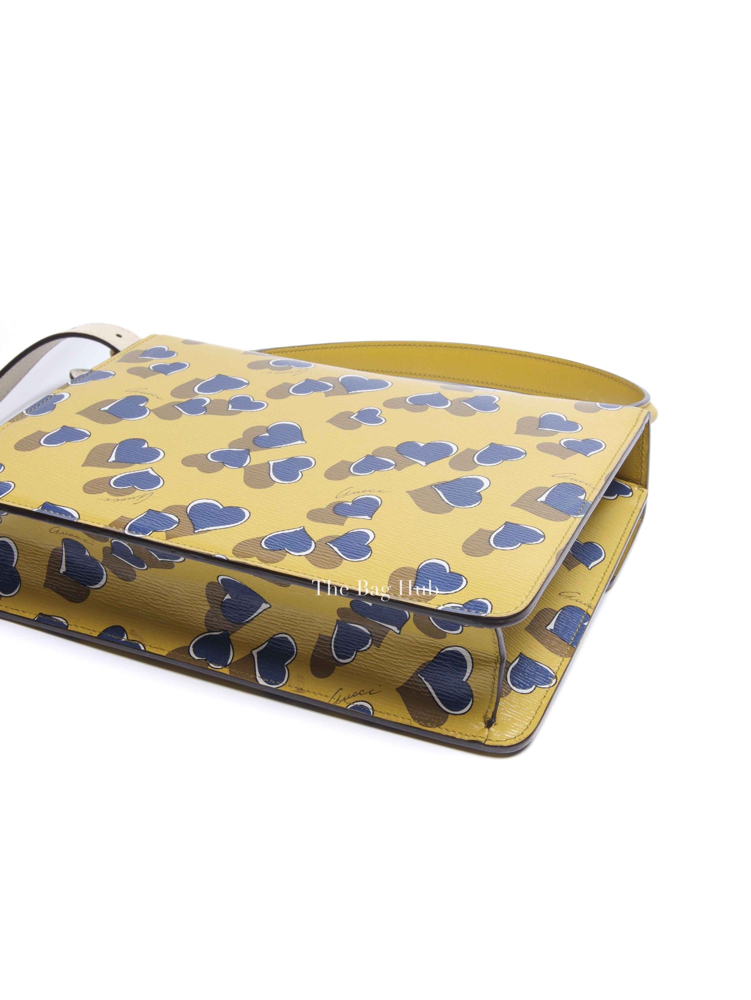 Gucci Blue/Yellow Leather Shanghai Heartbeat Top Handle Bag