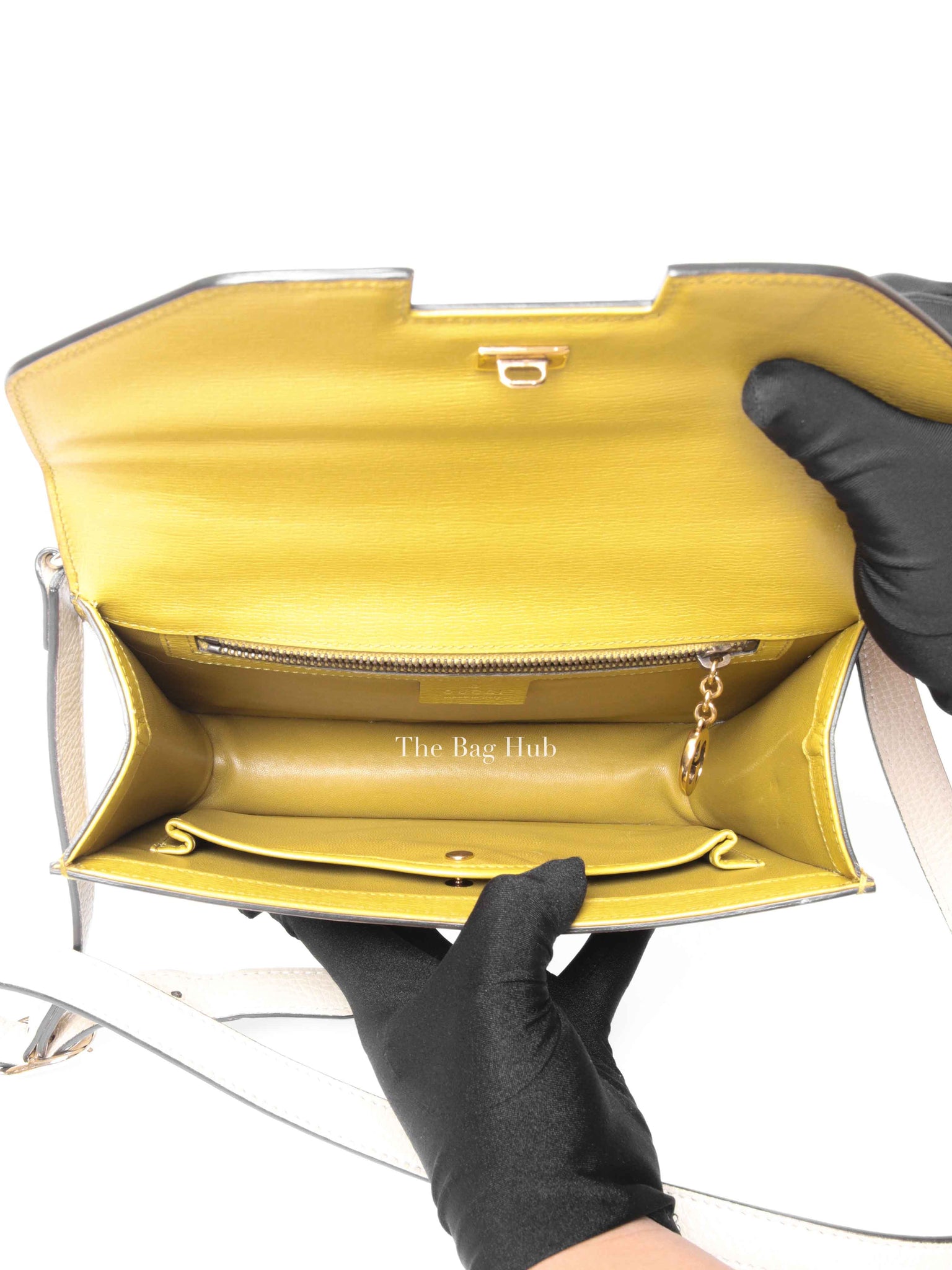 Gucci Blue/Yellow Leather Shanghai Heartbeat Top Handle Bag