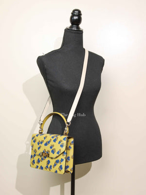 Gucci Blue/Yellow Leather Shanghai Heartbeat Top Handle Bag