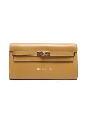Hermes Poussiere Tadelakt Leather Kelly Wallet To Go GHW
