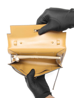 Hermes Poussiere Tadelakt Leather Kelly Wallet To Go GHW
