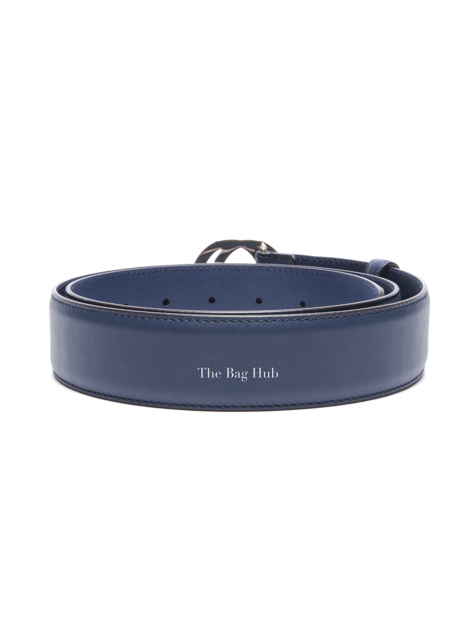 Gucci Blue Leather Interlocking G Buckle Belt 100/40