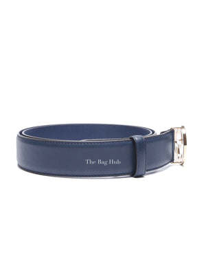 Gucci Blue Leather Interlocking G Buckle Belt 100/40