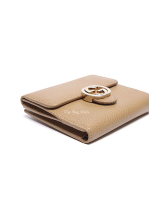 Gucci Beige Leather Interlocking GG Wallet