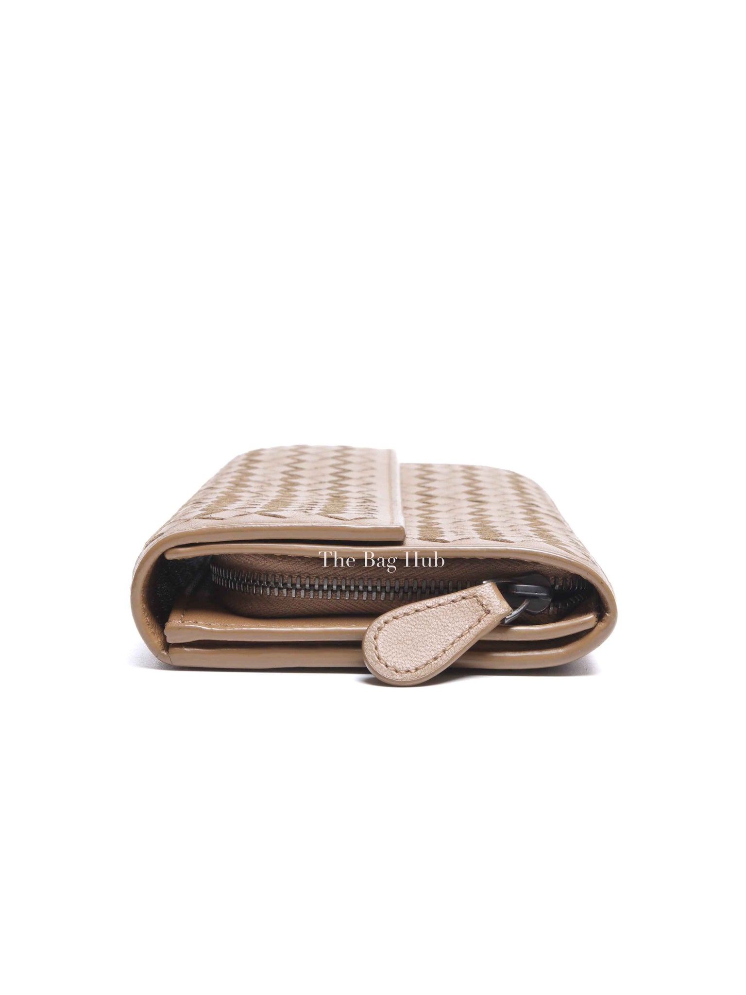 Bottega Veneta Tan Intercciato Leather Long Wallet