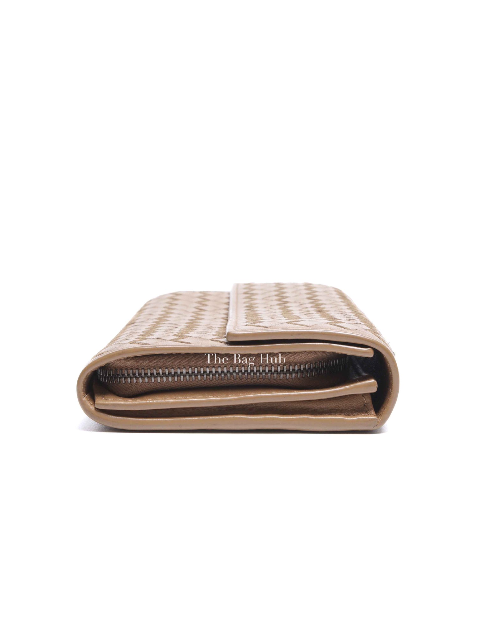 Bottega Veneta Tan Intercciato Leather Long Wallet