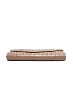 Bottega Veneta Tan Intercciato Leather Long Wallet