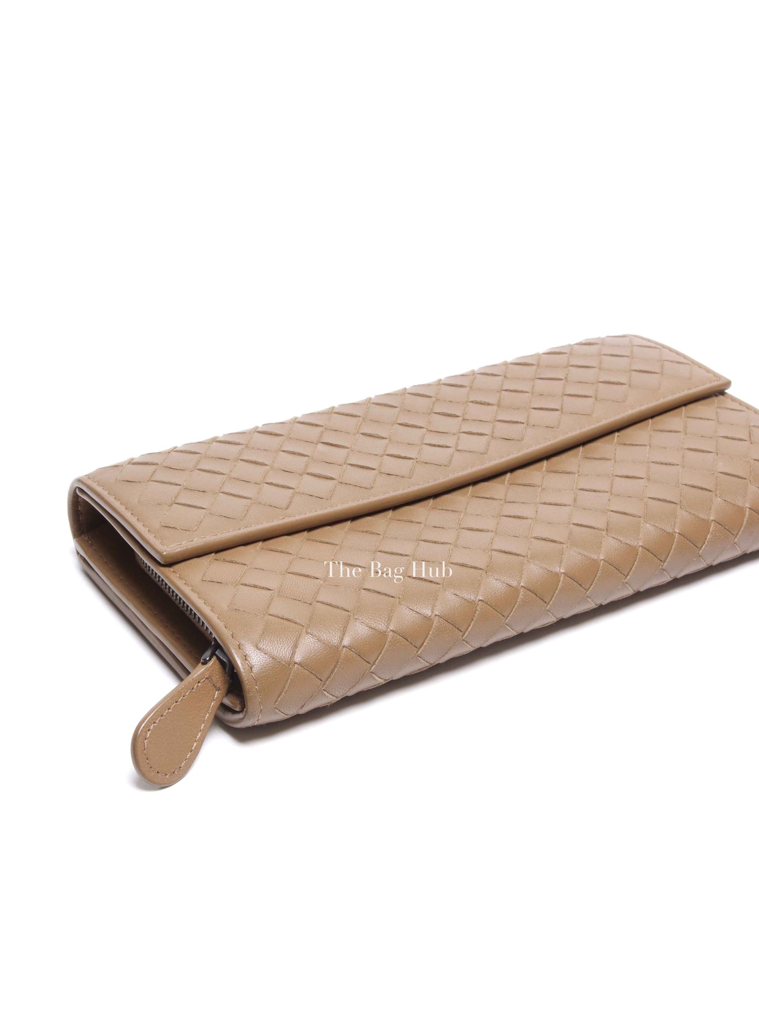 Bottega Veneta Tan Intercciato Leather Long Wallet