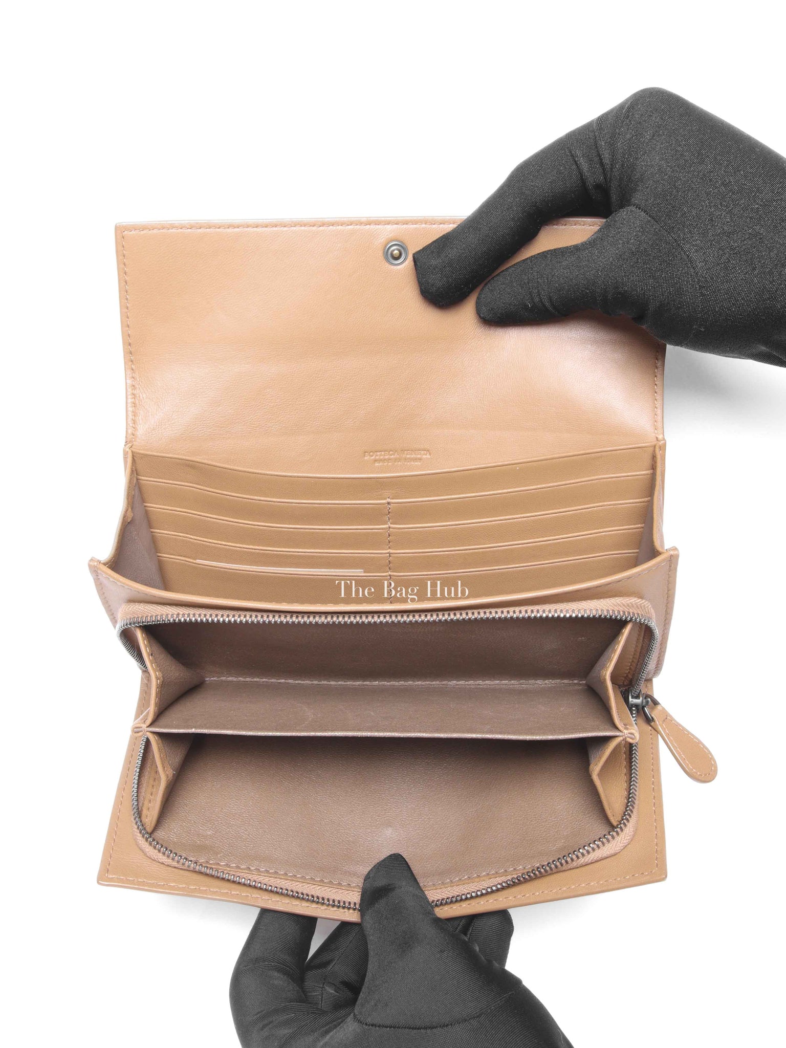 Bottega Veneta Tan Intercciato Leather Long Wallet