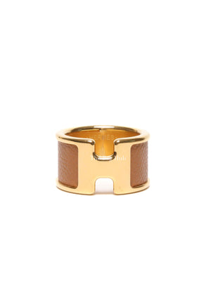 Hermes Gold Leather Olympe Medium Ring GHW