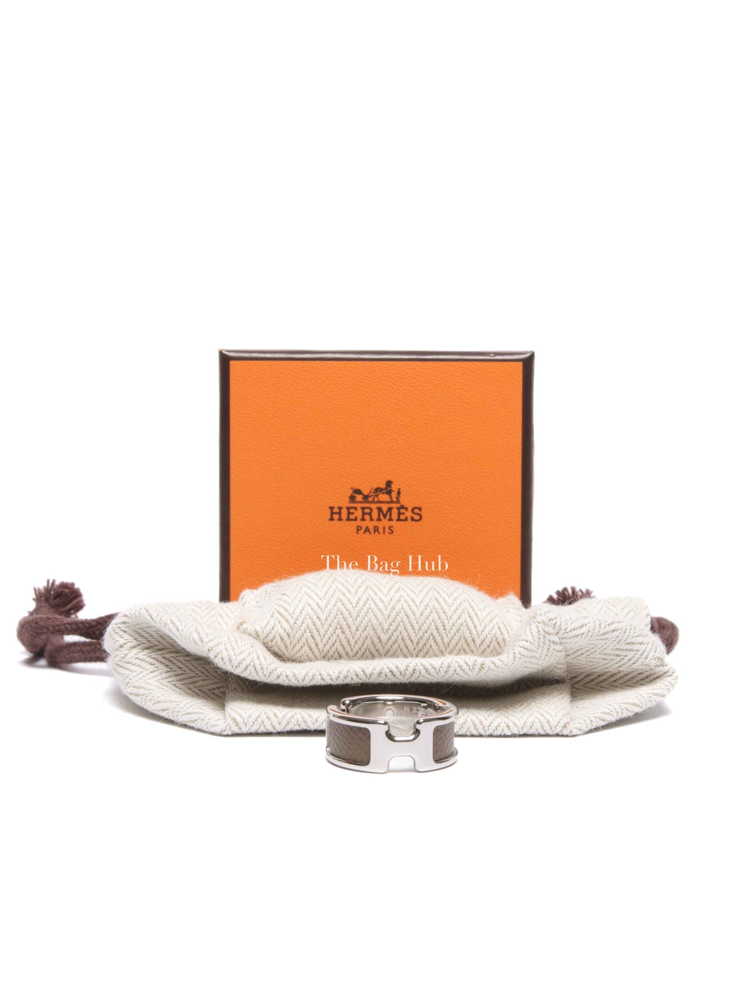 Hermes Etoupe Madame Calfskin Small Model Olympe Ring PHW Size M