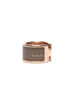 Hermes Etoupe Madame Calfskin Large Model Olympe Ring RGHW Size M