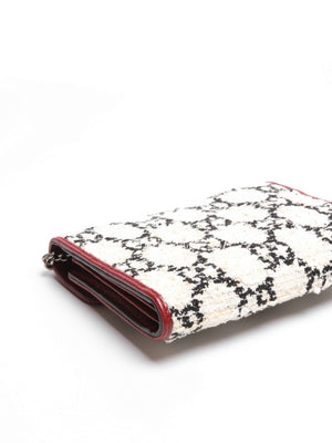 Gucci White Black Romantic Cherry Tweed GG Monogram Mini Dionysus Chain Wallet