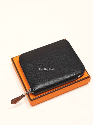 Hermes Noir Epsom Silk'in Compact Wallet