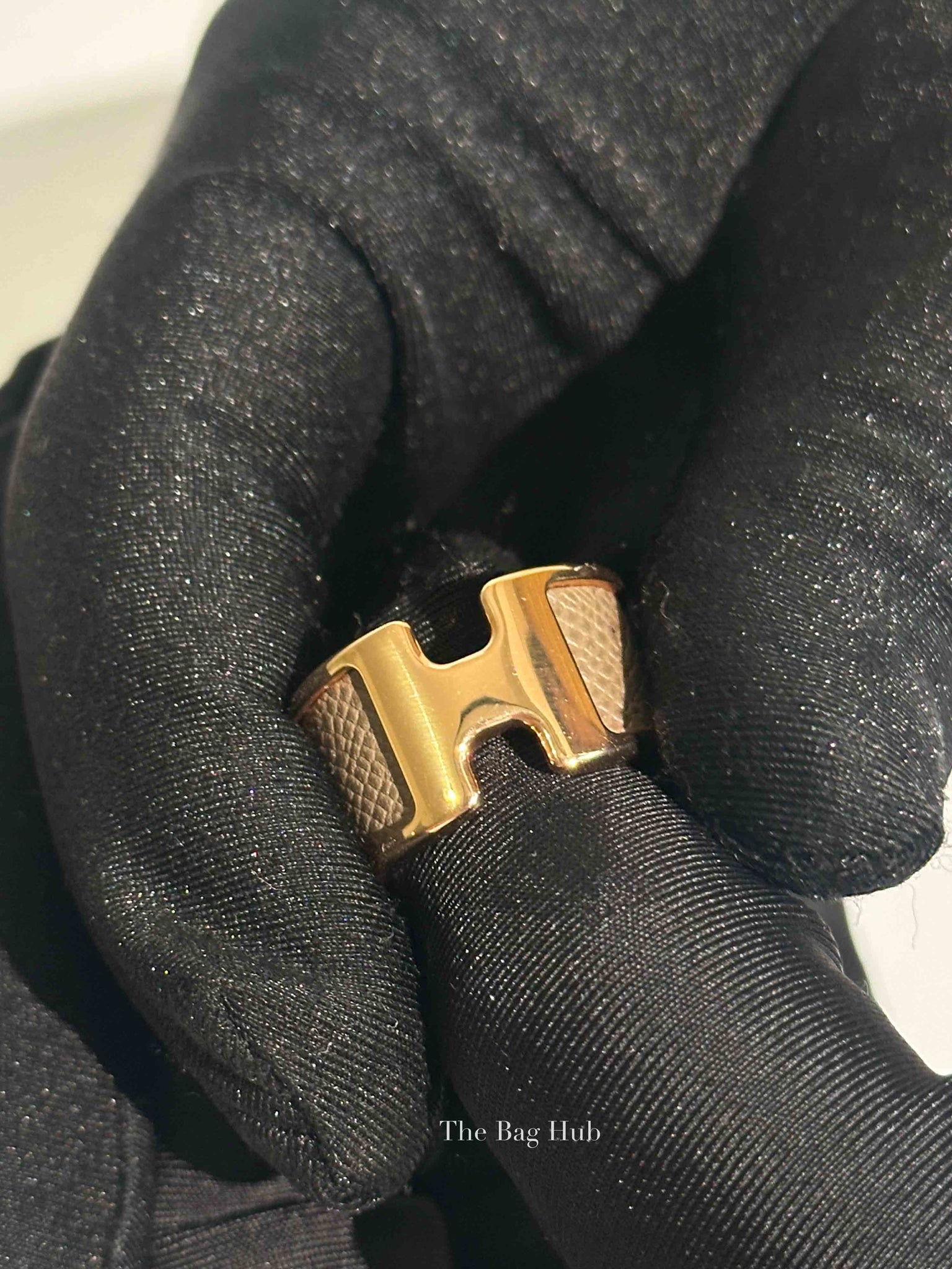 Hermes Etoupe Madame Calfskin Large Model Olympe Ring RGHW Size M
