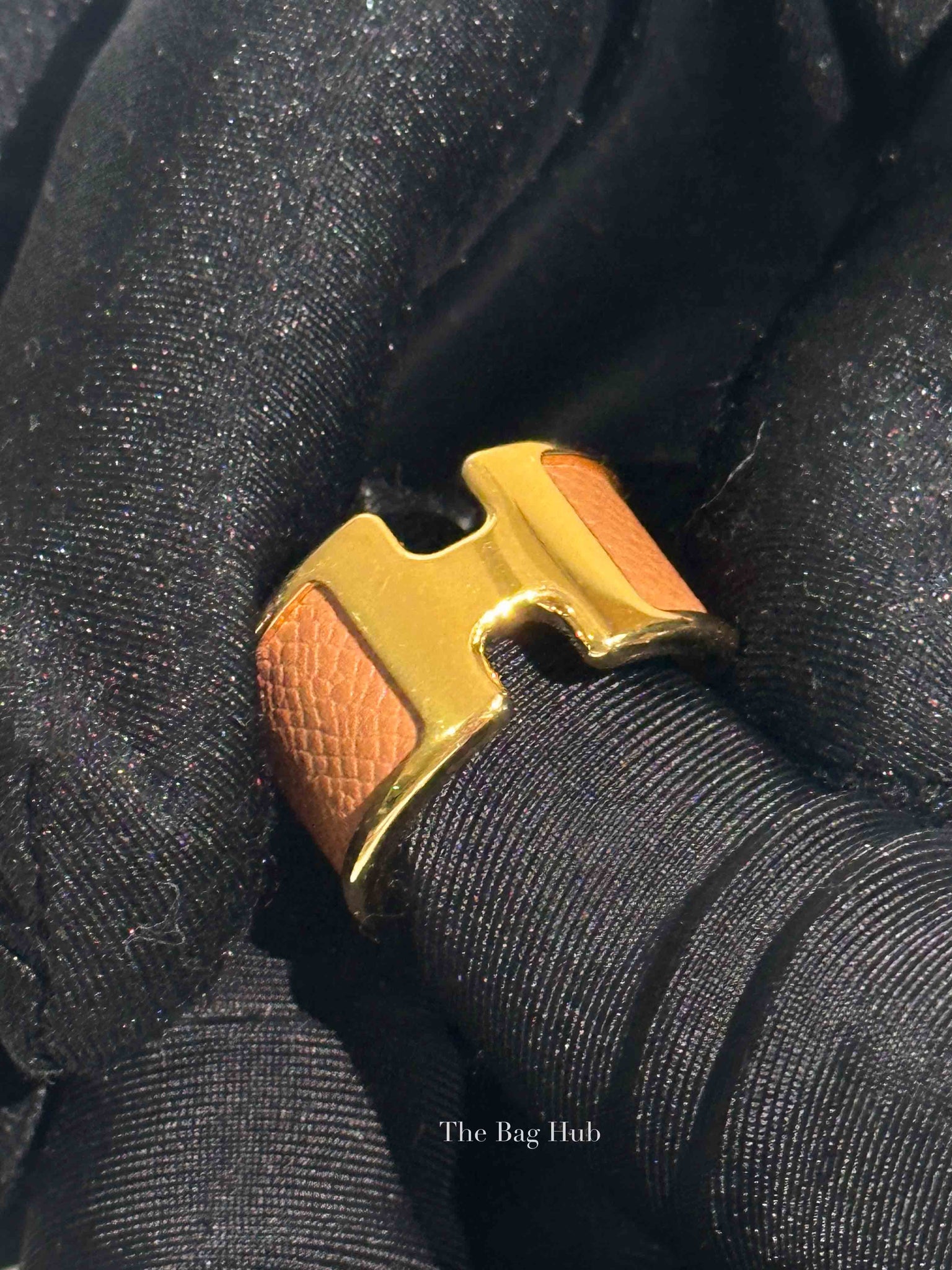 Hermes Gold Leather Olympe Medium Ring GHW