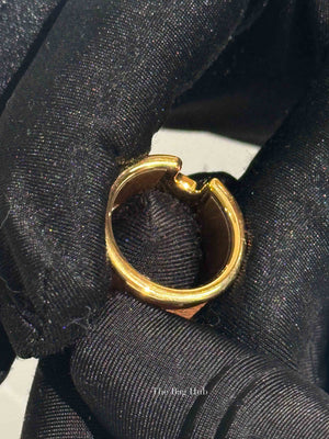 Hermes Gold Leather Olympe Medium Ring GHW