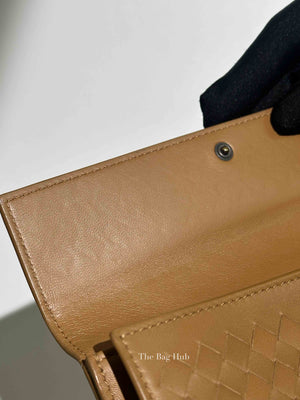 Bottega Veneta Tan Intercciato Leather Long Wallet