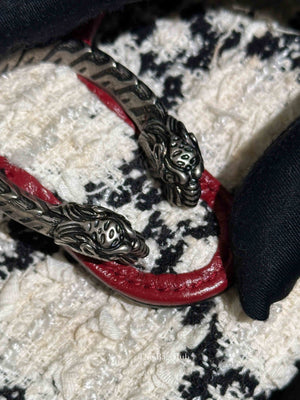 Gucci White Black Romantic Cherry Tweed GG Monogram Mini Dionysus Chain Wallet