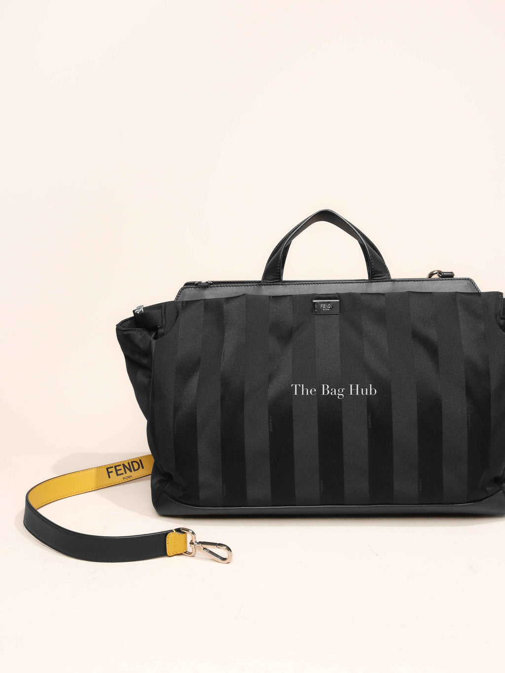 Fendi Black Anrealage Nylon Peekaboo Medium Tote Bag