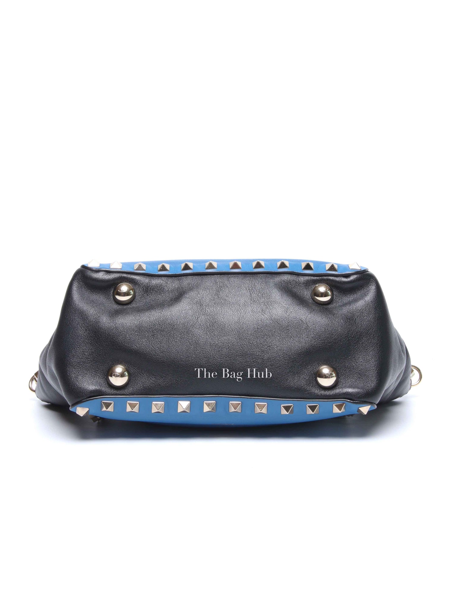 Valentino Black/Blue Vitello Leather Rockstud Mini Trapeze Tote Bag