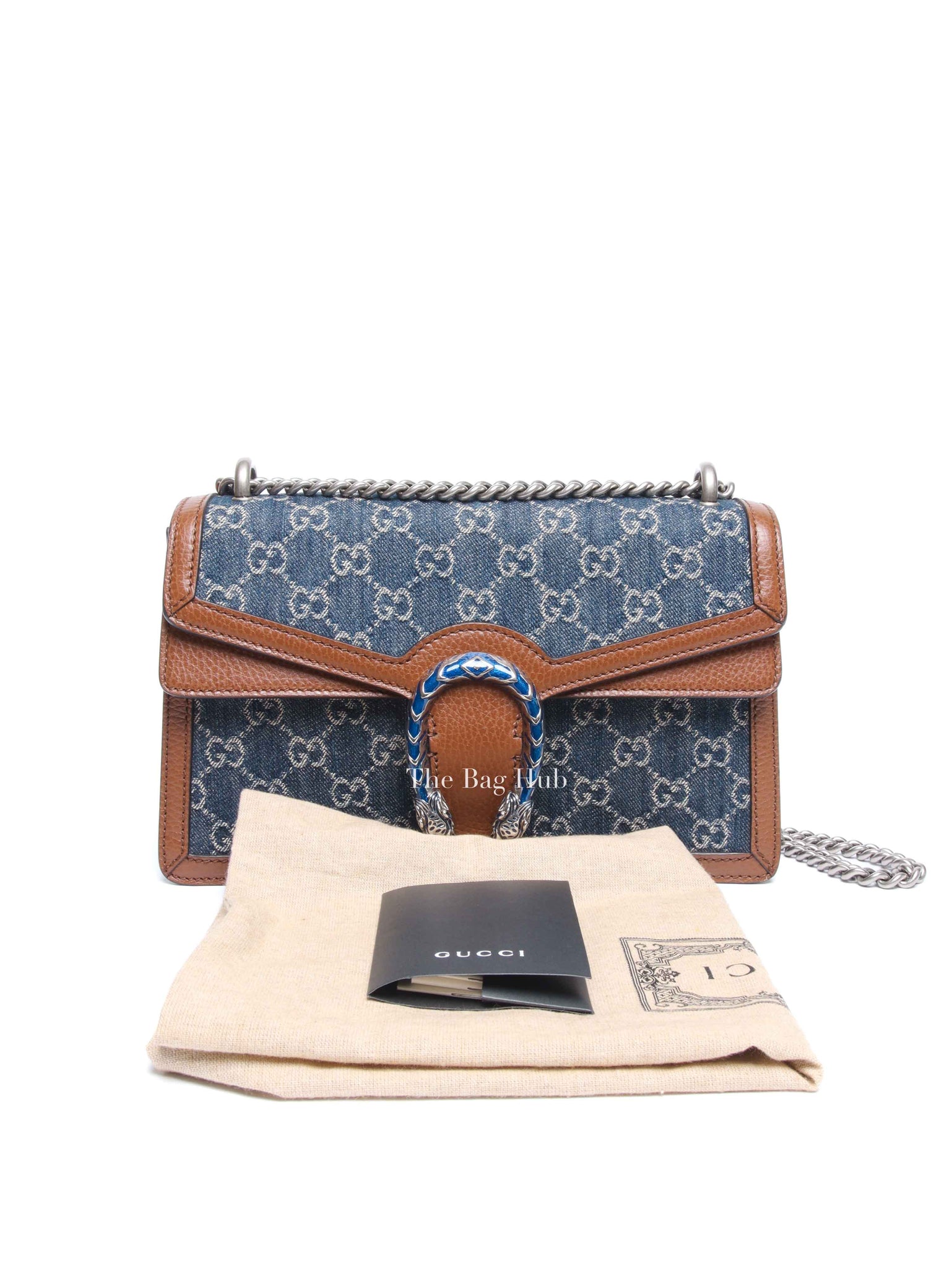 Gucci New Denim Calfskin GG Monogram Dollar Small Dionysus Shoulder Bag