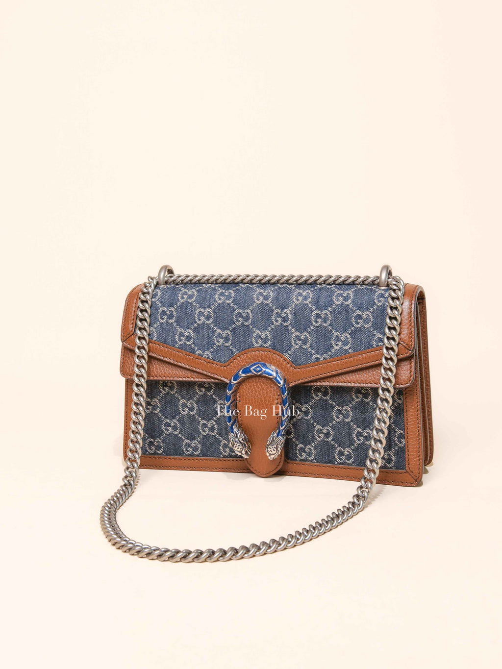 Gucci New Denim Calfskin GG Monogram Dollar Small Dionysus Shoulder Bag