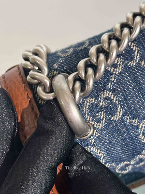 Gucci New Denim Calfskin GG Monogram Dollar Small Dionysus Shoulder Bag