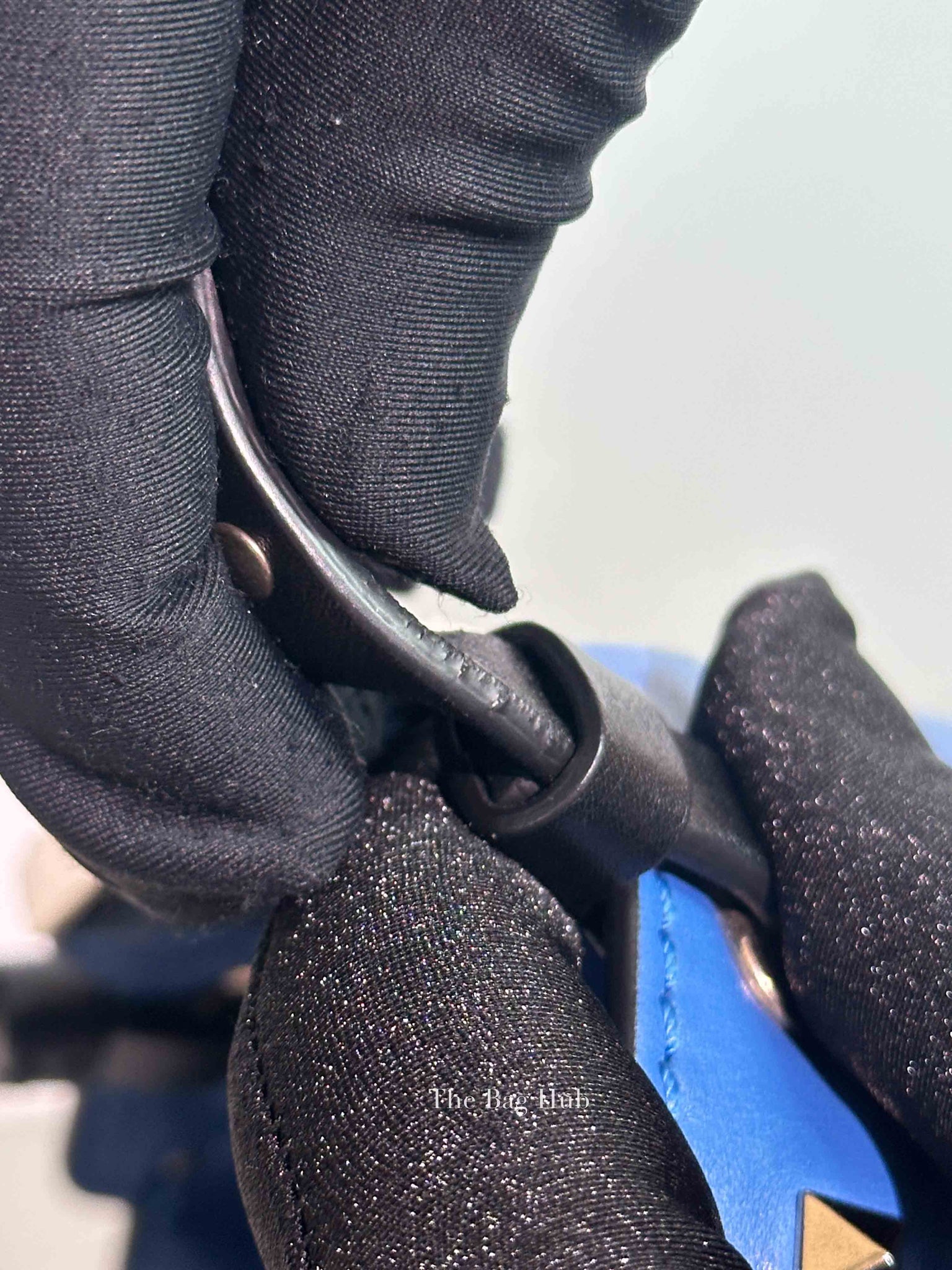 Valentino Black/Blue Vitello Leather Rockstud Mini Trapeze Tote Bag
