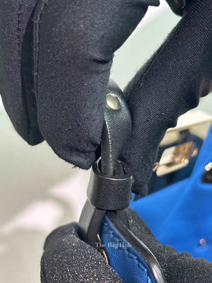 Valentino Black/Blue Vitello Leather Rockstud Mini Trapeze Tote Bag