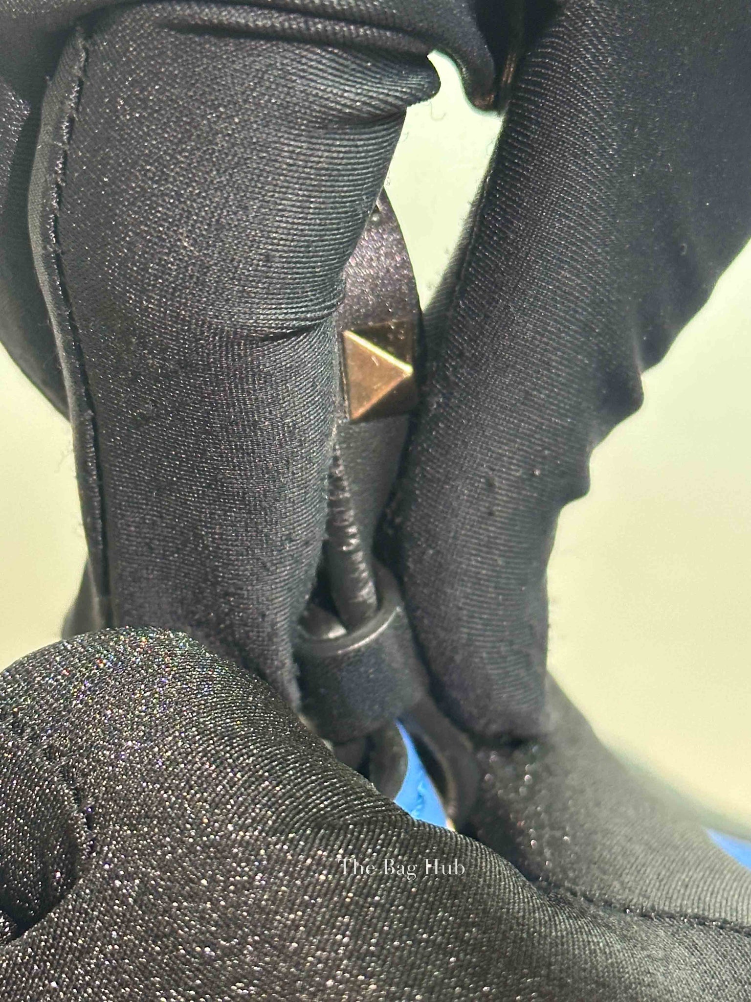 Valentino Black/Blue Vitello Leather Rockstud Mini Trapeze Tote Bag