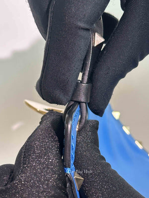 Valentino Black/Blue Vitello Leather Rockstud Mini Trapeze Tote Bag