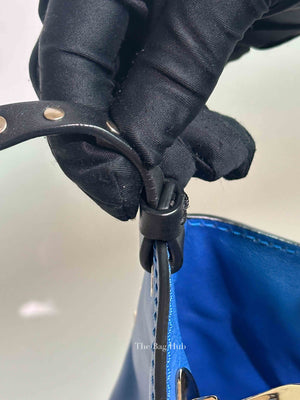 Valentino Black/Blue Vitello Leather Rockstud Mini Trapeze Tote Bag