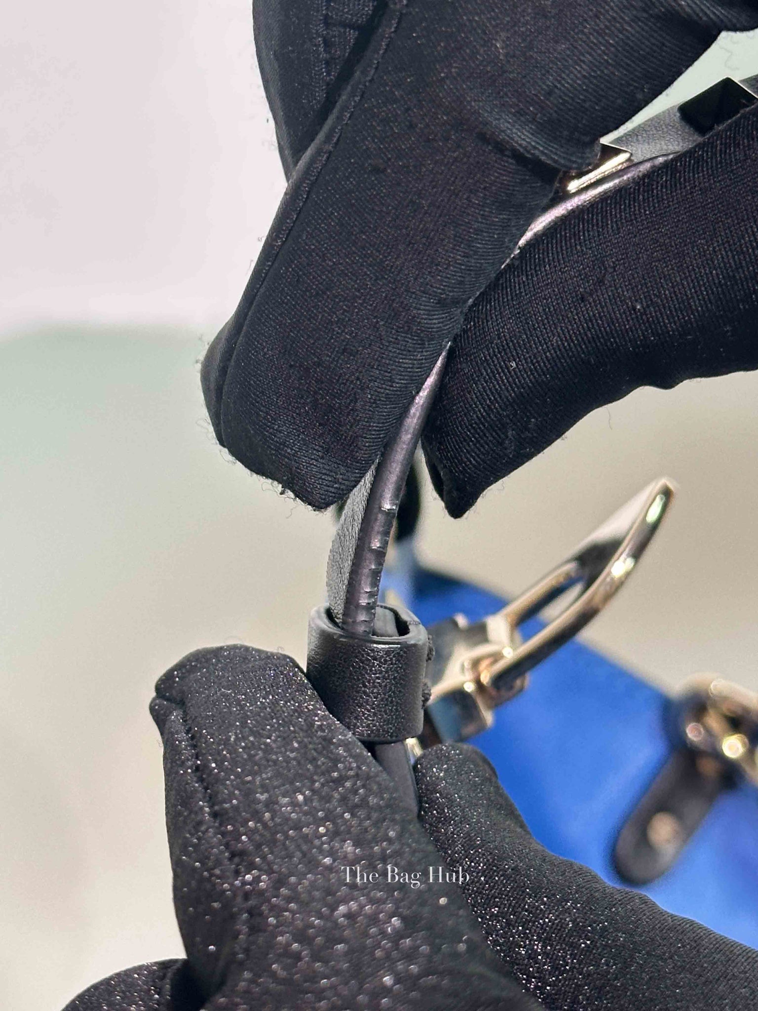 Valentino Black/Blue Vitello Leather Rockstud Mini Trapeze Tote Bag
