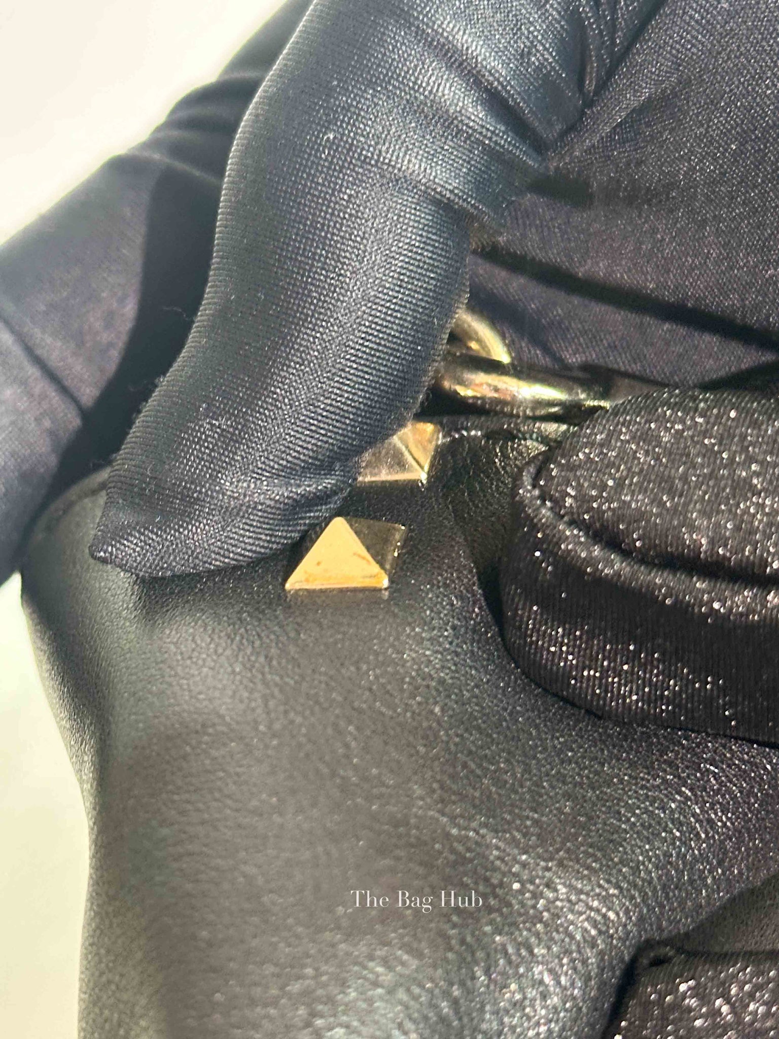 Valentino Black/Blue Vitello Leather Rockstud Mini Trapeze Tote Bag