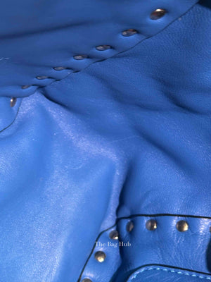 Valentino Black/Blue Vitello Leather Rockstud Mini Trapeze Tote Bag