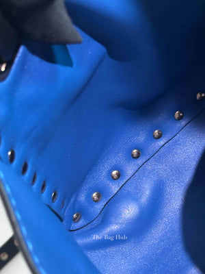 Valentino Black/Blue Vitello Leather Rockstud Mini Trapeze Tote Bag
