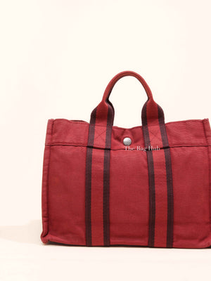 Hermes Red Canvas Tout Fourre PM Bag