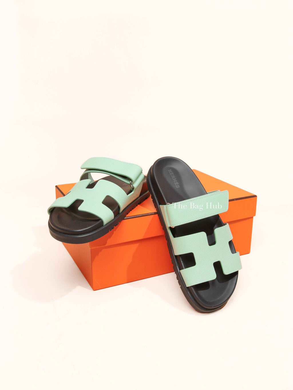 Hermes Vert Jade Epsom Chypre Sandals Size 37