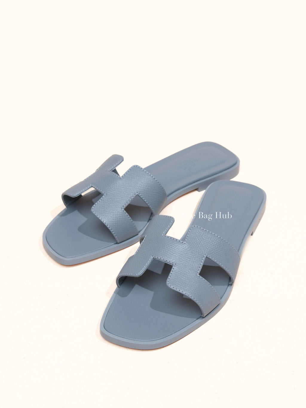 Hermes Gris Antarctique Leather Oran Sandals Size 38