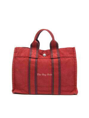 Hermes Red Canvas Tout Fourre PM Bag