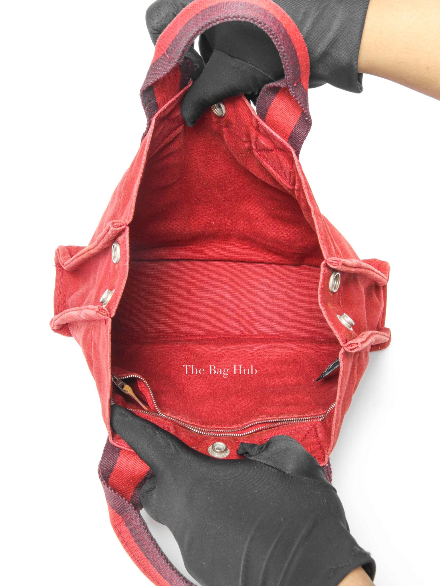 Hermes Red Canvas Tout Fourre PM Bag