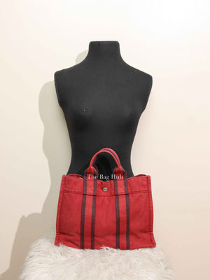 Hermes Red Canvas Tout Fourre PM Bag