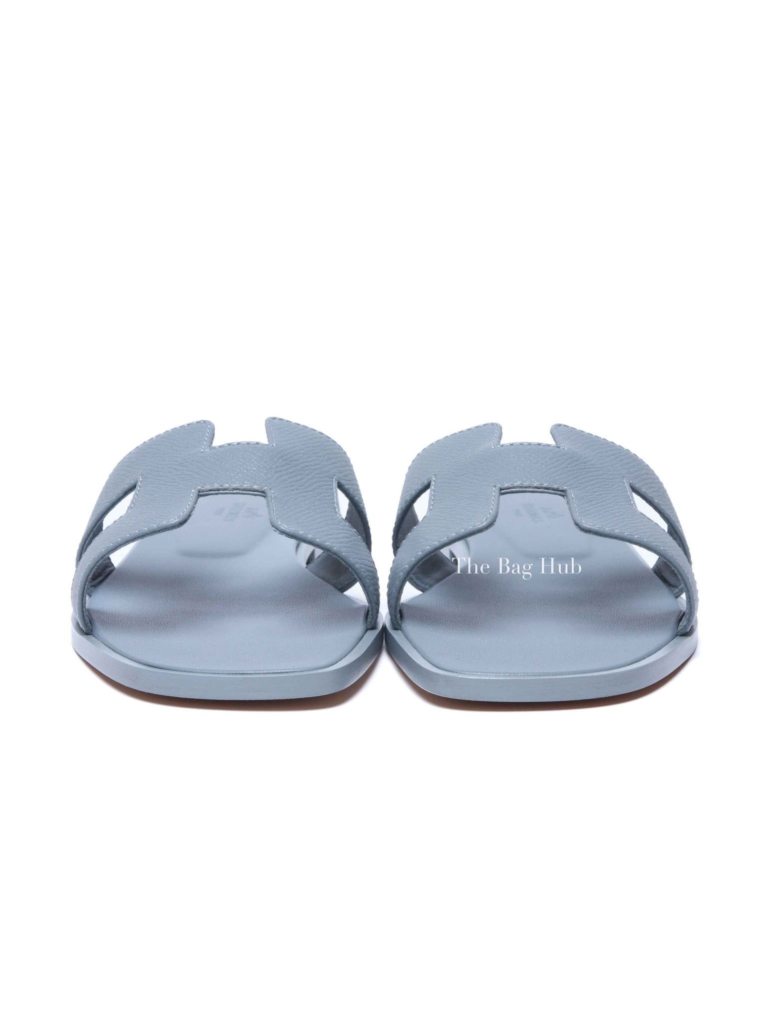Hermes Gris Antarctique Leather Oran Sandals Size 38