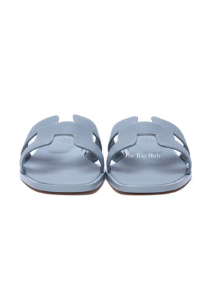 Hermes Gris Antarctique Leather Oran Sandals Size 38