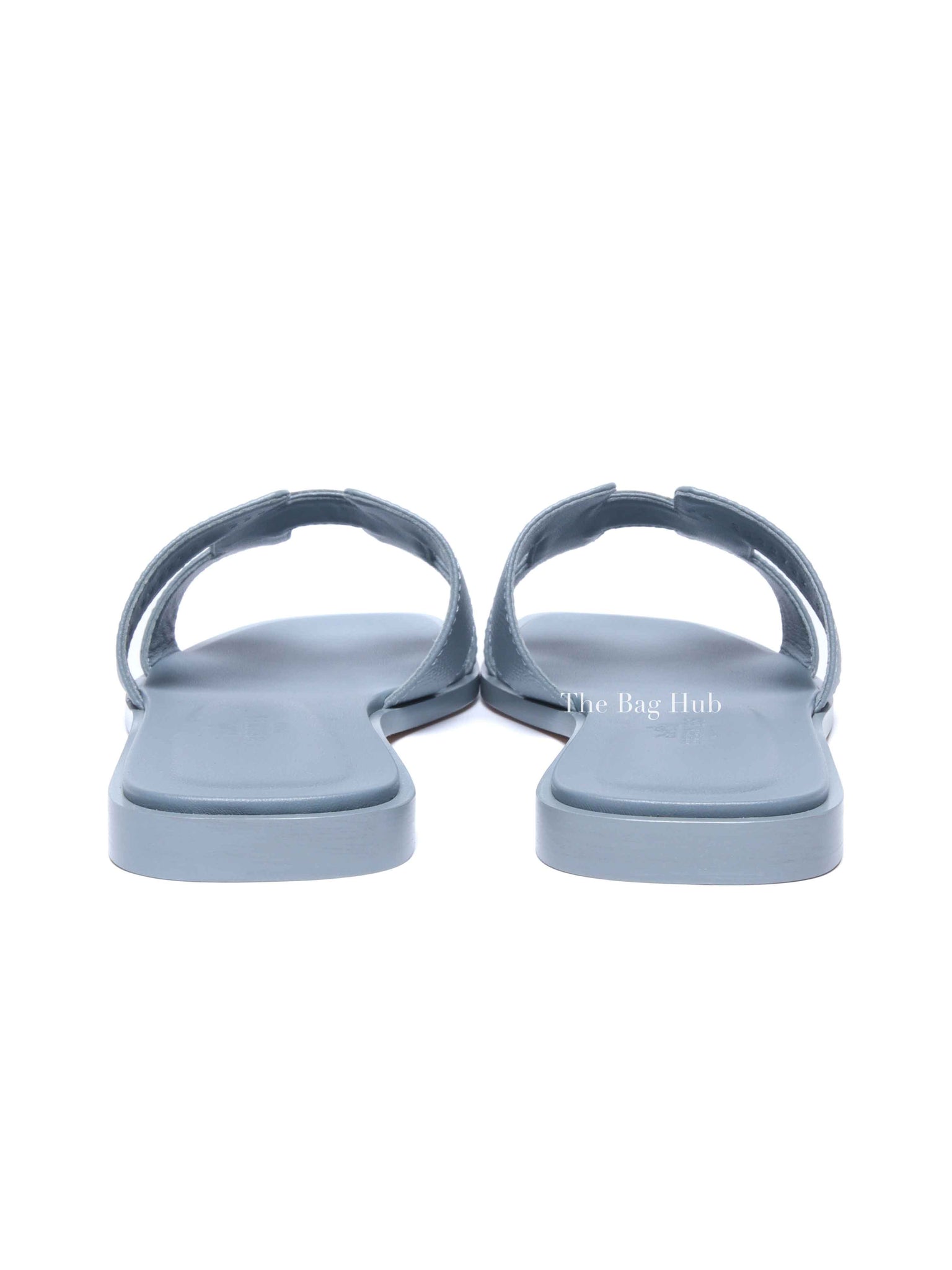 Hermes Gris Antarctique Leather Oran Sandals Size 38