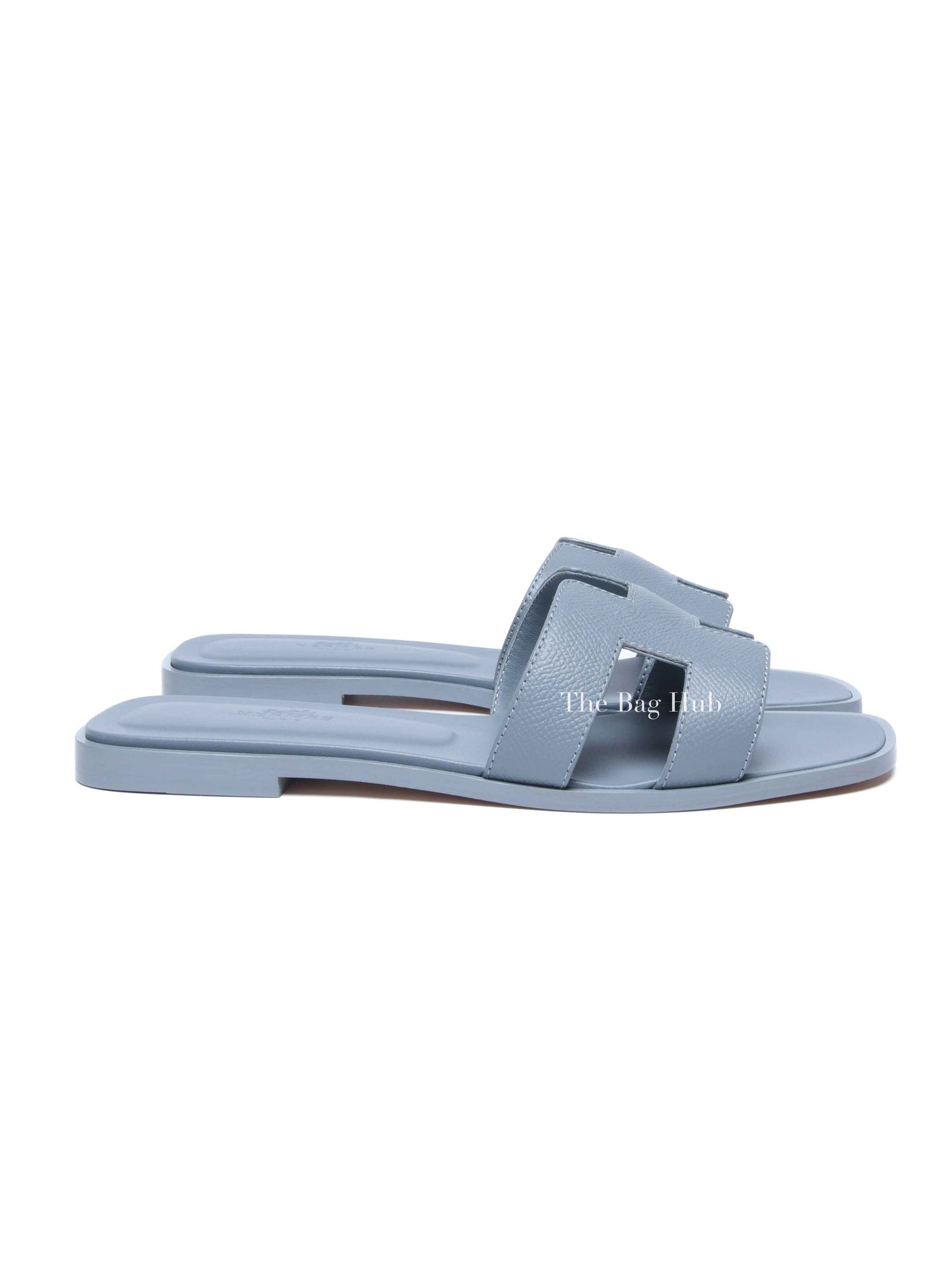 Hermes Gris Antarctique Leather Oran Sandals Size 38